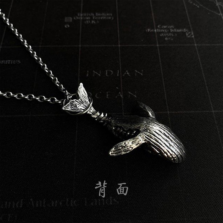 Ins populer merek street hip-hop dolphin kalung pria dan wanita Jalan vintage whale liontin all-matc