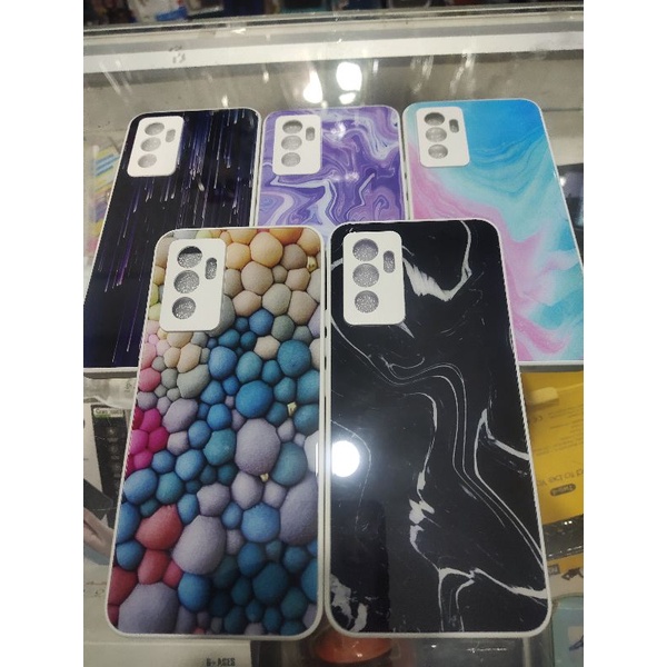 Casing Real glass TPU + Pelindung kamera motif abstrak Bahan Import VIVO V23e Y20 Y21 Y20s Y21s Y12s
