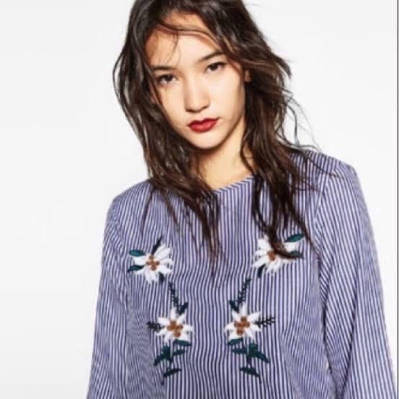blouse zara embroidered preloved