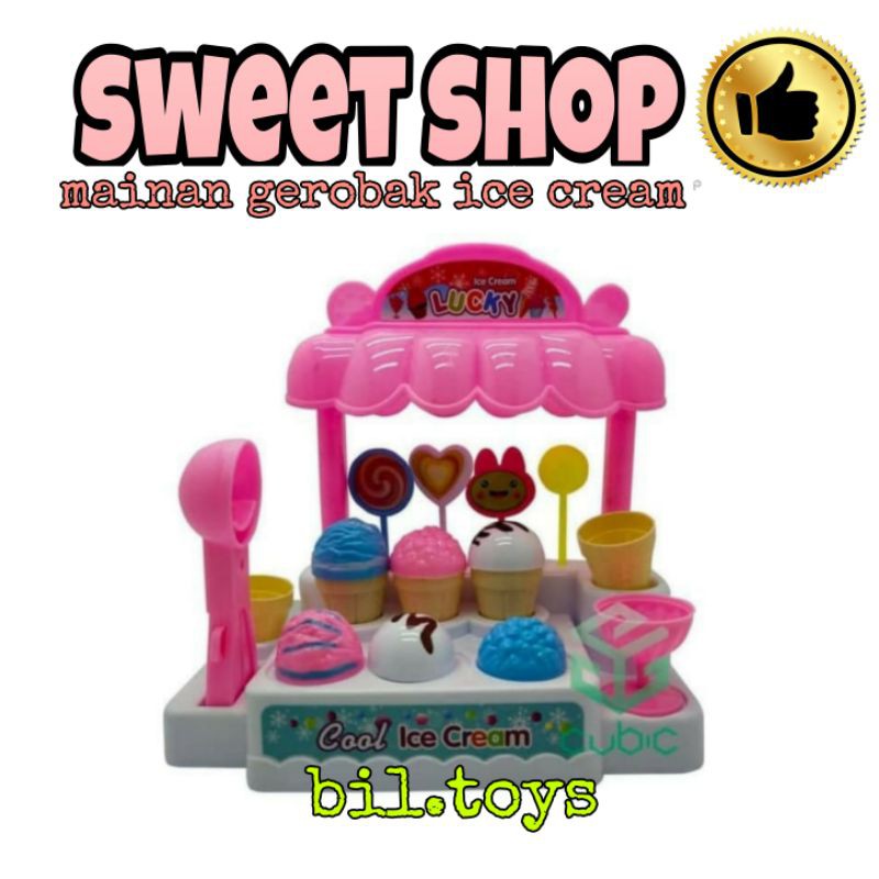 LI 1 MAINAN ANAK PEREMPUAN ICE CREAM SWEET SHOP MAINAN ANAK GEROBAK ICE CEAM LAMPU SUARA LI1 LI2