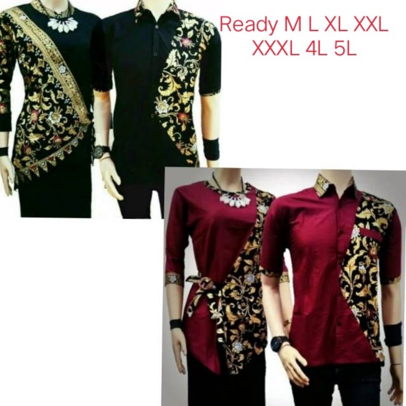 Atasan couple batik kombinasi/couple boluse Atasan kantor elegan