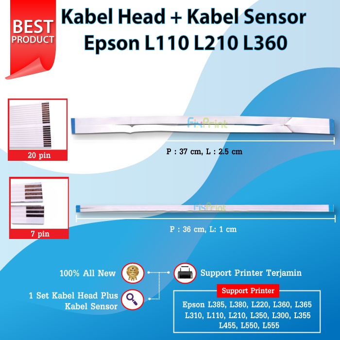 SET Kabel Head + Sensor Epson L110 L210 L220 L300 L310 L350 L355 L360 L365 L405 L485 L550 L555 L565