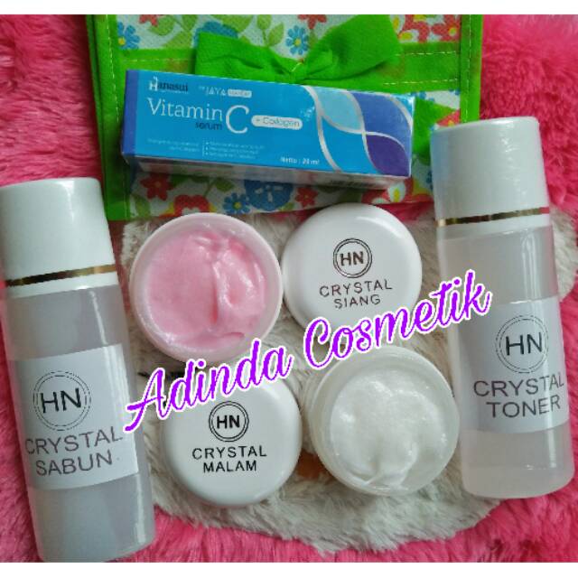 Cream Hn Crystal embos besar 35gr + serum vitamin c hanasui bpom /cream Hn crystal 1paket free serum