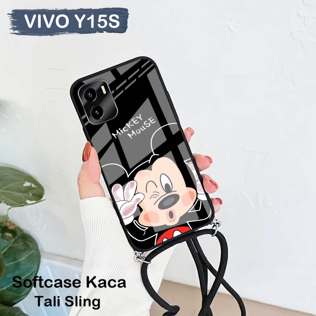 [A09] Softcase Glass Kaca Tali Sling Vivo Y15S /Casing Handphone Vivo Y15S / Case Hp Vivo Y15S