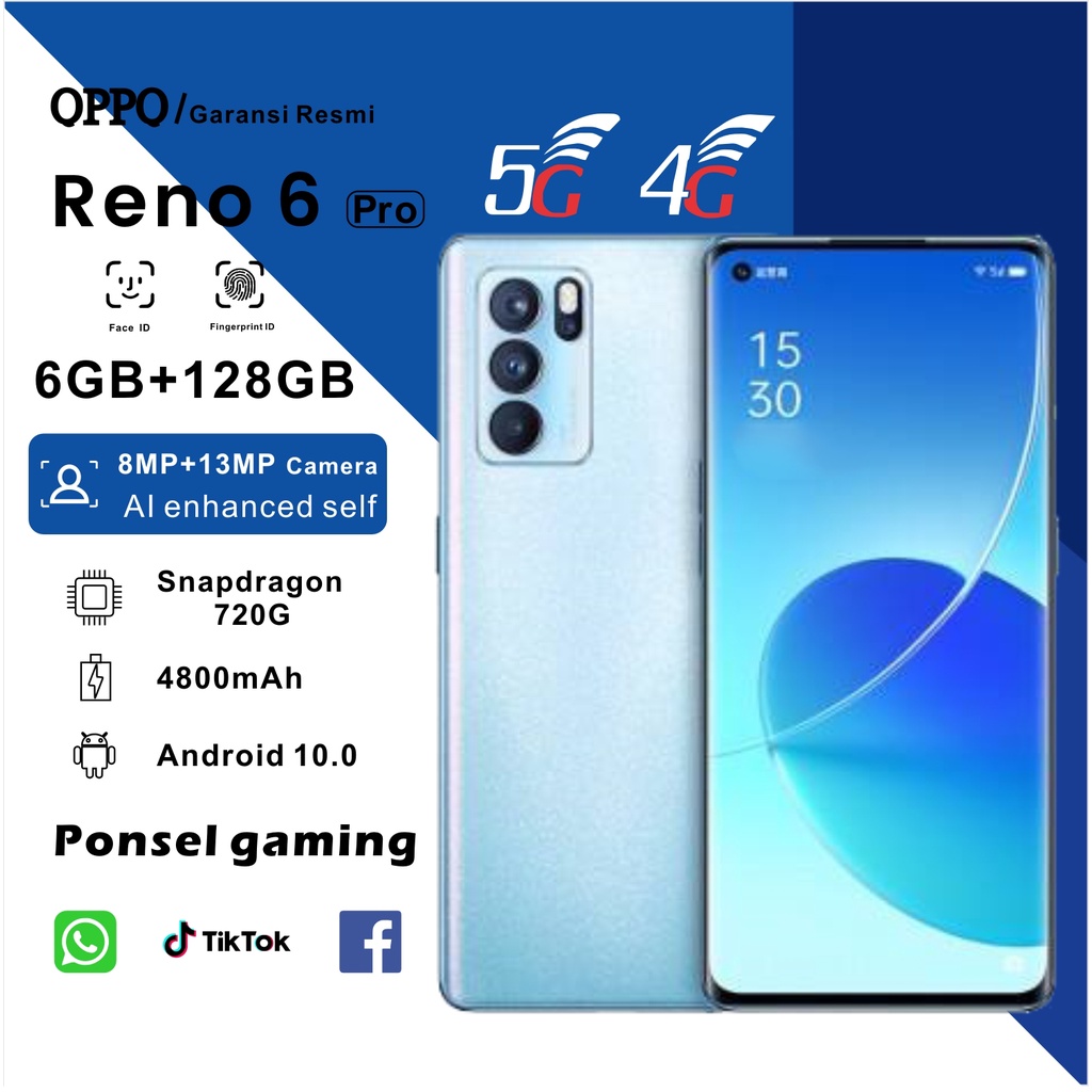 COD】HP Reno 6 pro 6GB+128GB Handphone 4G HP Android   6.43inch  Android 10.0 hp murah cuci gudang & 