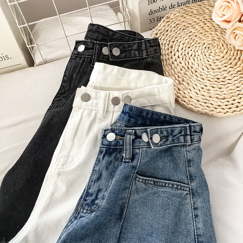 Korean Style Highwaist Loose Jeans Pendek Wanita Import/Celana Jeans Pendek Cewe（realpict）