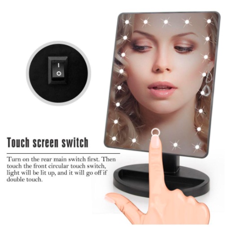 Biutte.co Cermin Makeup Mirror 22 LED Light Cermin Rias Lampu Kaca Makeup Mirror 22 LED Light Make Up wajah Lighting Cermin Kecil Cermin Aesthetic Cermin Mini Cermin Lampu Cermin Untuk Ruang Make Up Cermin Untuk Kamar - A3106