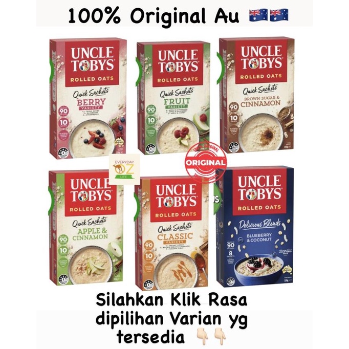 

Uncle Tobys oats Quick Sachets Fruit/Classic/Berry/brown cinnamon Ori