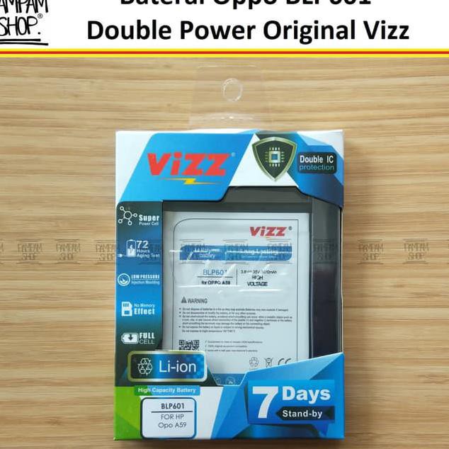 Baterai Vizz Double Power Original Oppo BLP601 F1S Batre Batrai Ori