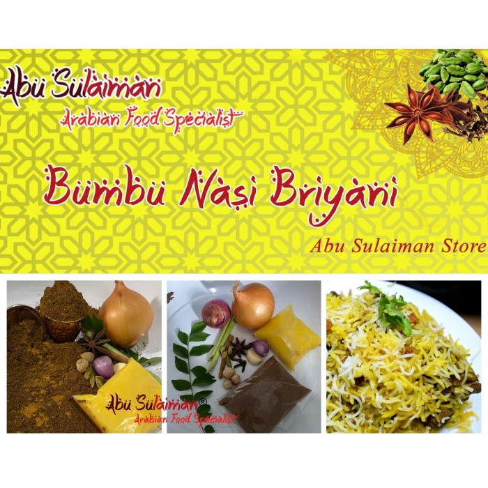 

Bumbu Nasi Briyani Lengkap Abu Sulaiman Khas Arab Untuk 2 Liter Beras