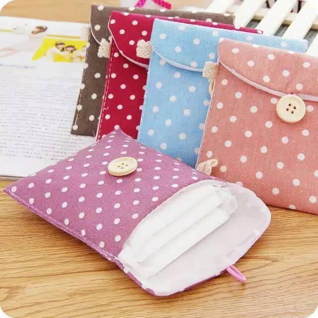 BS153 Dompet Tempat Pembalut Tisu Mini Traveling Motif Polkadot