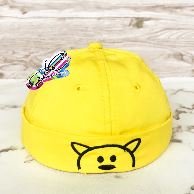 Jocoproduction - Topi Fashion Peci Anak Bayi Laki-laki & Perempuan Motif Bordir Bear Unisex-BEAR PECI - KUNING