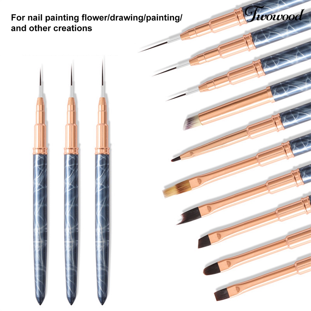 Twowood Pen Gambar Garis Bahan Metal Untuk Nail Art