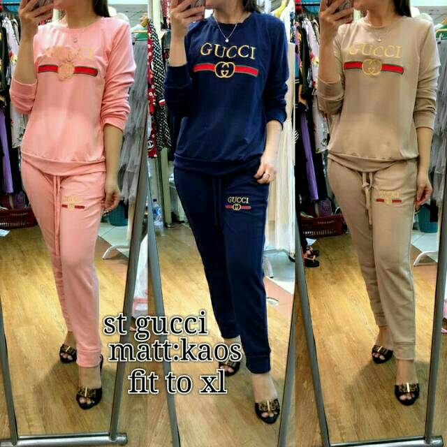 Set gucci bhn kaos import geser kiri