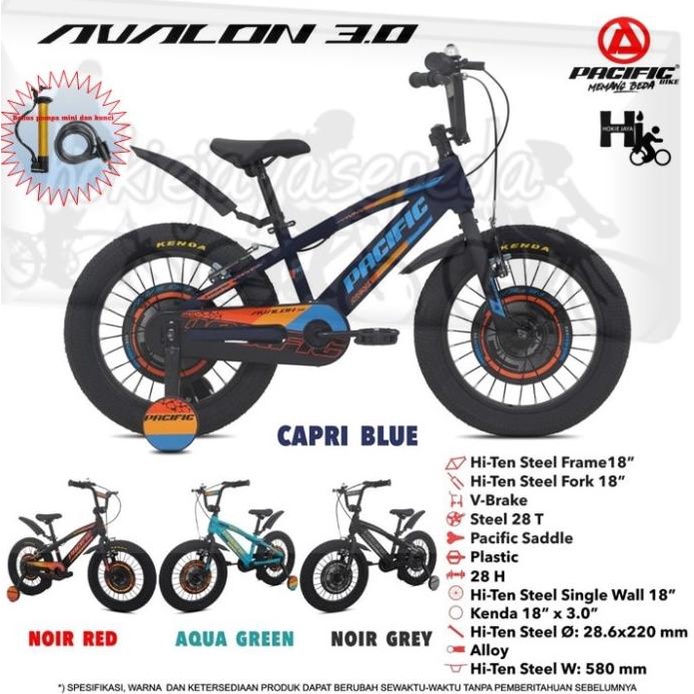 Pacific Sepeda Anak 18" Bmx Avalon Ban Jumbo Bonus Pompa Dan Kunci Terlaris R10