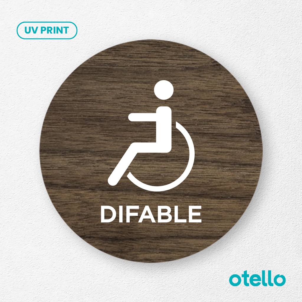 Signage Difable Toilet Sign Board Disabilitas Disability Papan Kayu Print Tulisan Label Restroom WC