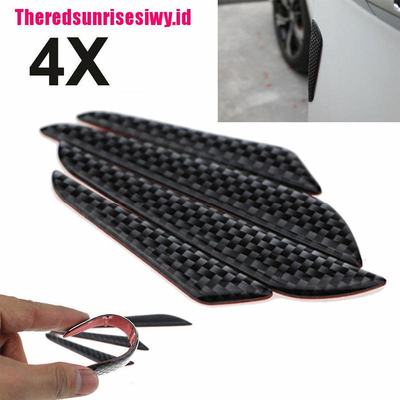 【Theredsunrisesiwy.id】4x Anti-collision Trim Carbon Fiber Car Door Edge Guard Strip Protector Bumper