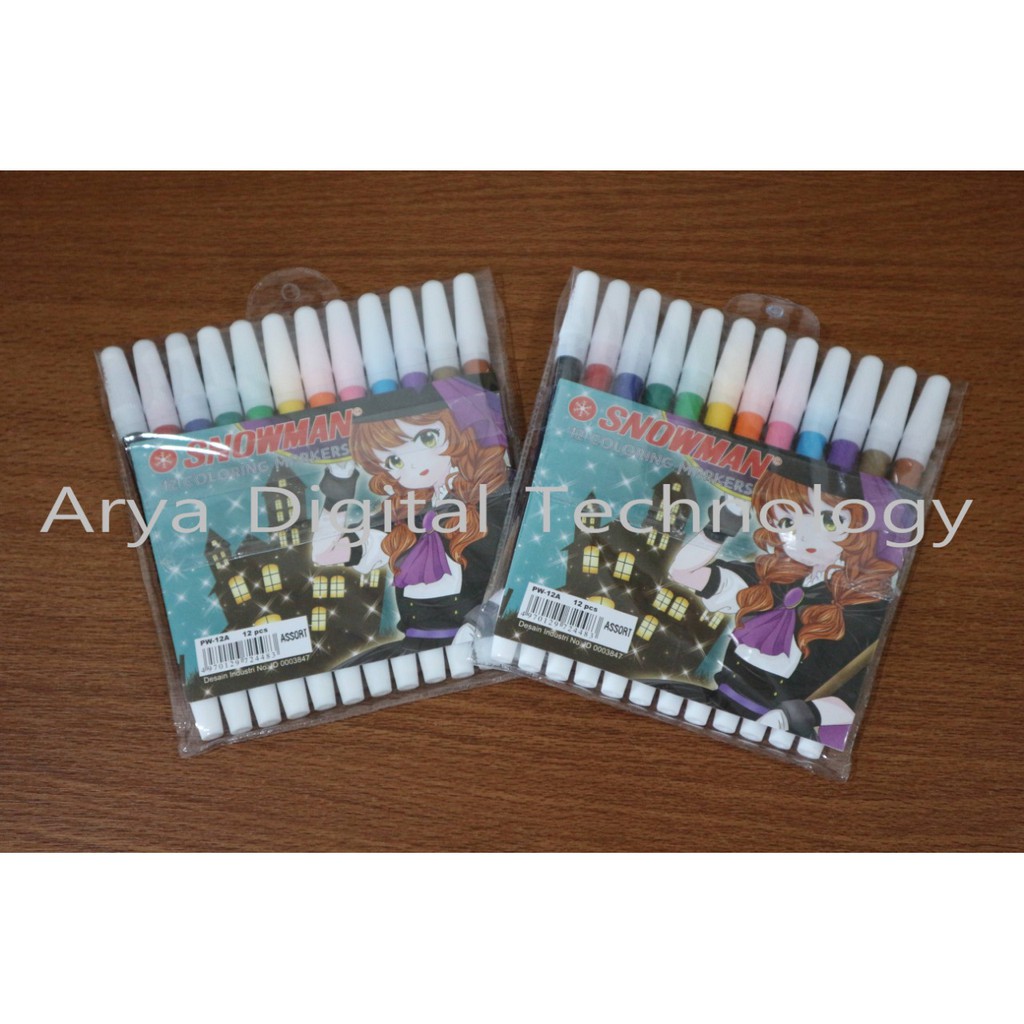 

Spidol Warna Snowman 12 Colours PW-12A Spidol Kecil Warna Warni Pencil Marker Murah Bagus Original