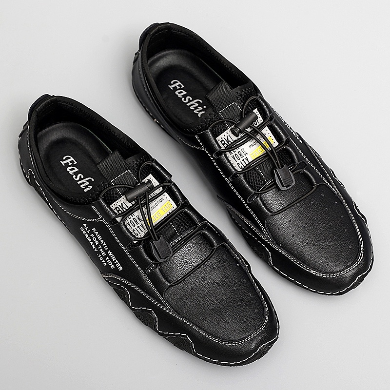 COD 100% KULIT ASLI Sepatu Kantor Pria Cowok Sepatu Pantofel Pria Formal Tali Sneaker Loafer Karet Kekinian Keren 125