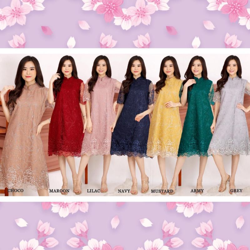 DRESS LEHER SHANGHAI TULLE BROKAT BORDIR FIT LD 96