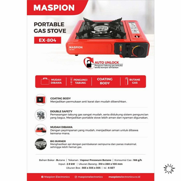 Maspion Kompor Portable EX 804 EX804 Shabu Shabu Suki Gas Kaleng