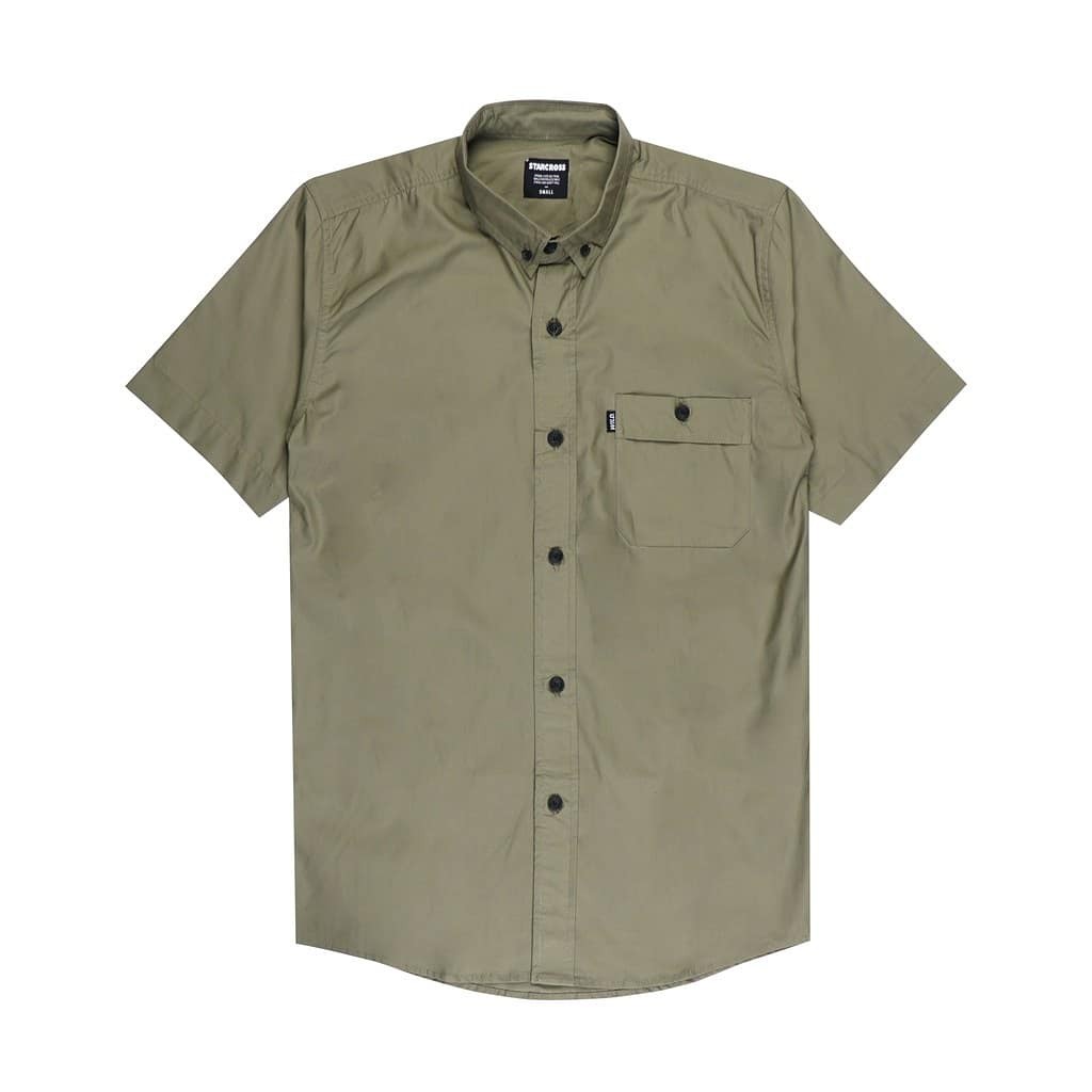 Starcross - Kemeja Polos Pria - Casual - Hijau - Terbaru - Korean Style - HU HS335
