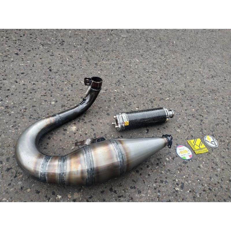 Knalpot Racing Vespa Buang Kiri Silencer Carbon Kevlar by KY26
