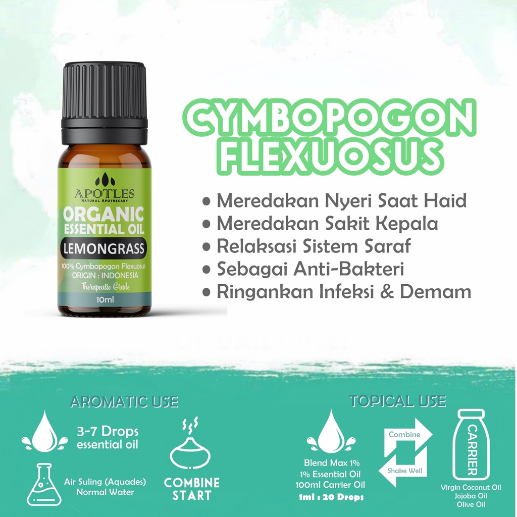 Lemon Grass Essential Oil - Minyak Aromaterapi Serai Lemongrass Pure Essential Oil 10ml