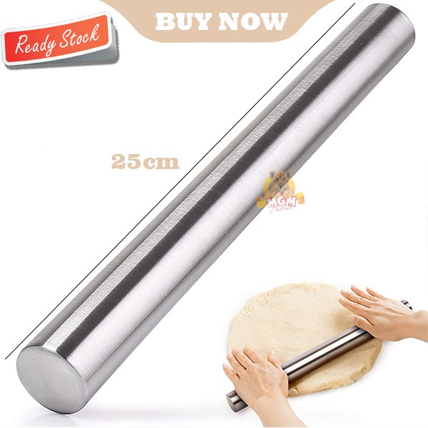 Gilingan adonan stainless Rolling pin Stainless ukuran 25CM