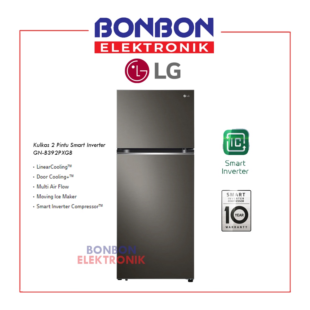 LG Kulkas 2 Pintu Smart Inverter GN-B392PXGB / GNB392PXGB 395L