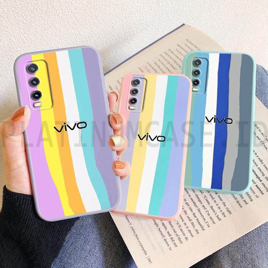 Macaron Case Vivo [UV03] Protect Camera Rainbow Y12 Y15 Y17 Y20 Y20s Y12s Y30 Y50 Y91 Y93 Y95 Y91c