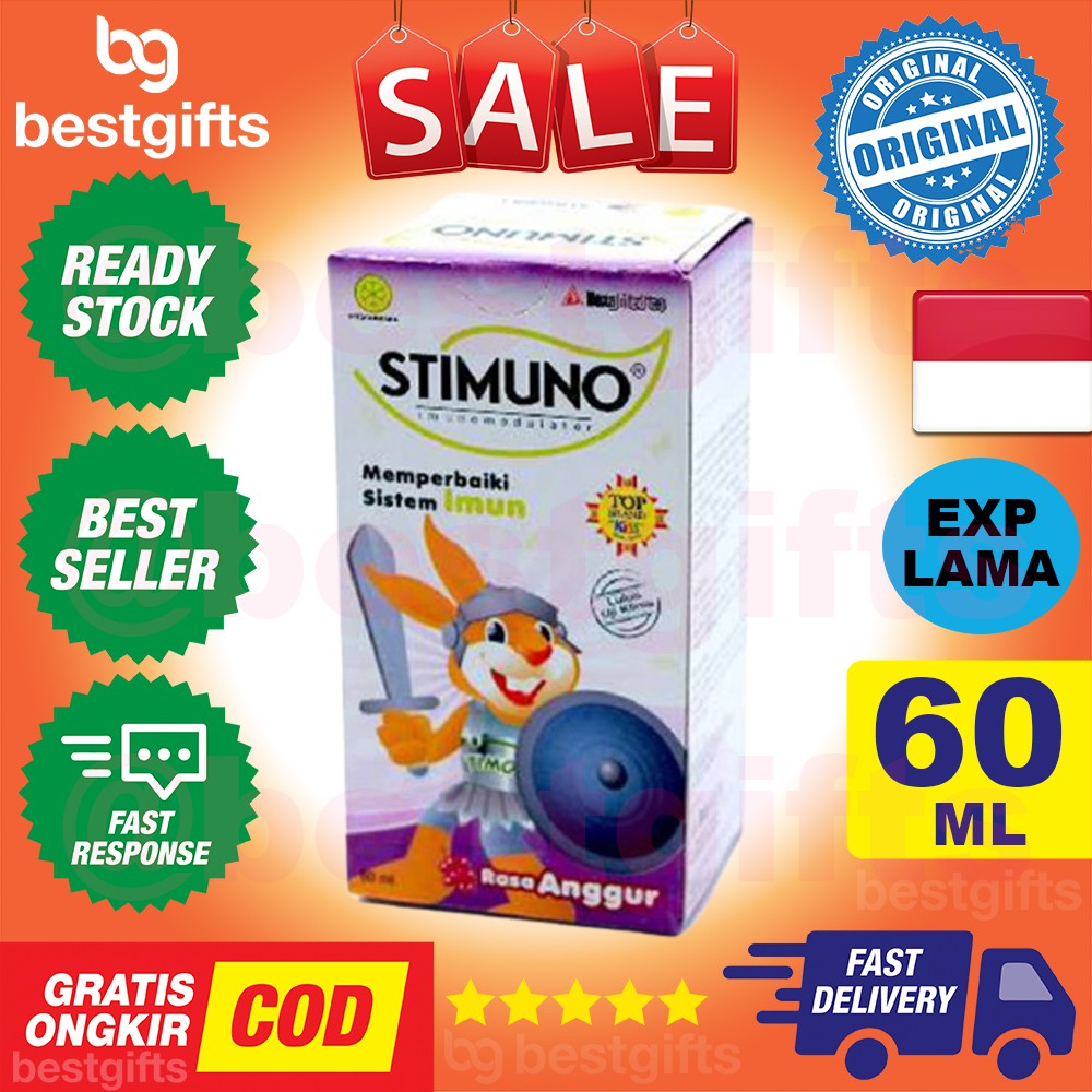 STIMUNO SYRUP SIRUP MEMPERBAIKI SISTEM IMUN KEKEBALAN DAYA TAHAN TUBUH ANAK RASA ANGGUR GRAPE 60 ML