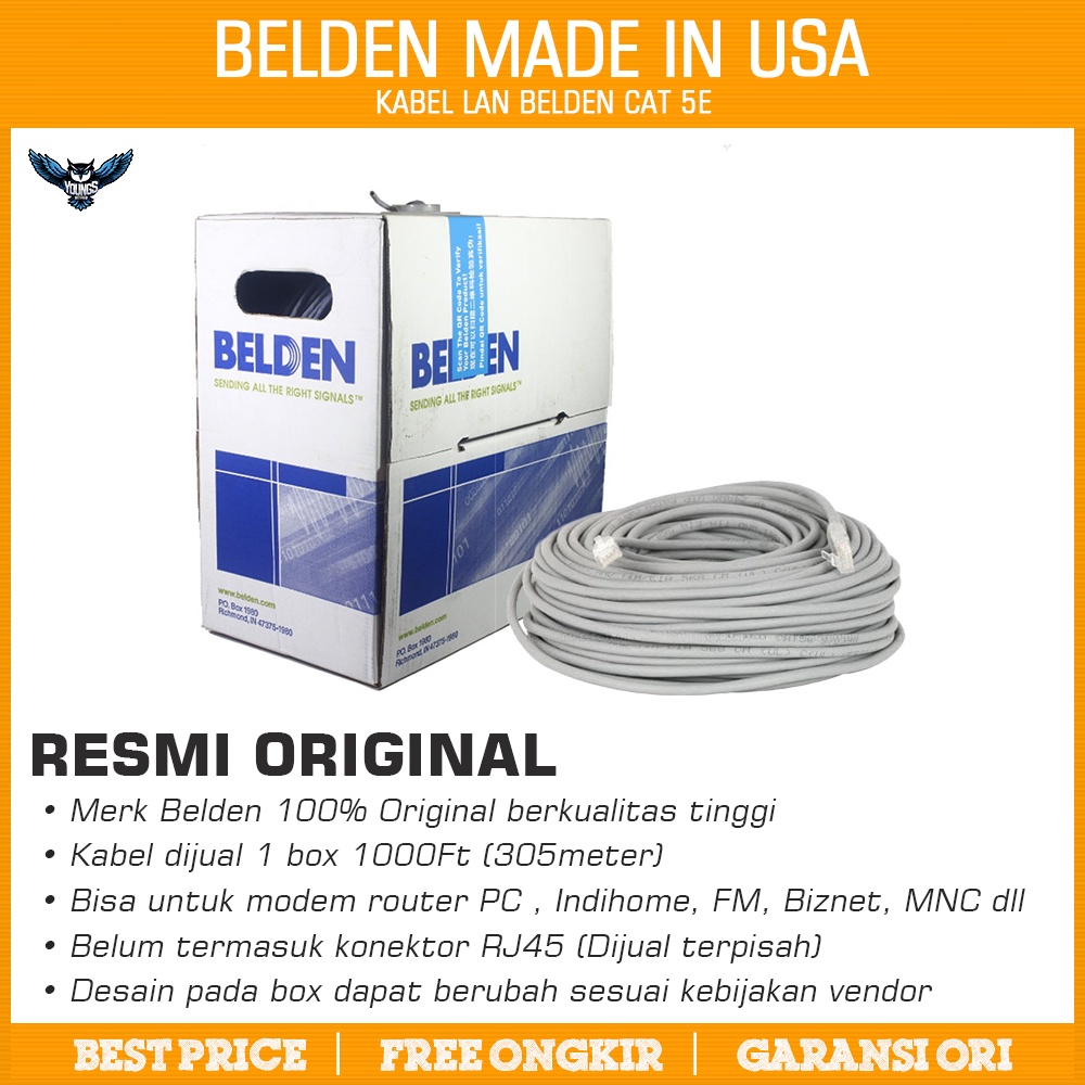 KABEL LAN UTP cat 5 / cat5e BELDEN made in USA 1box 1000Ft / 305m 5e