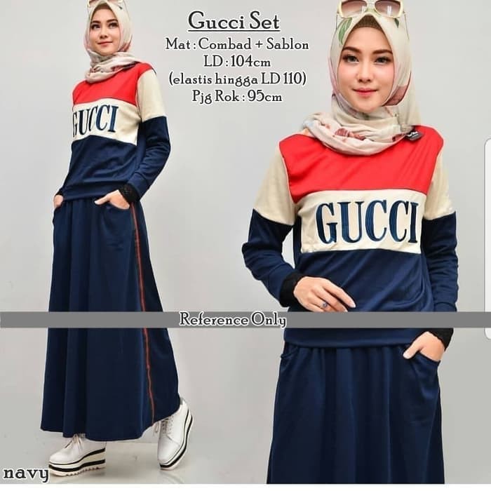 Setelan Wanita Muslim | Gucci Set | Atasan Bawahan Rok