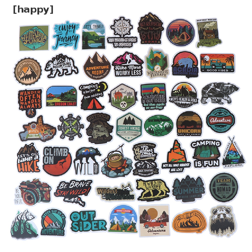 Ha 50 Pcs Stiker Motif Pemandangan Camping Untuk Dekorasi Koperlaptopgitar