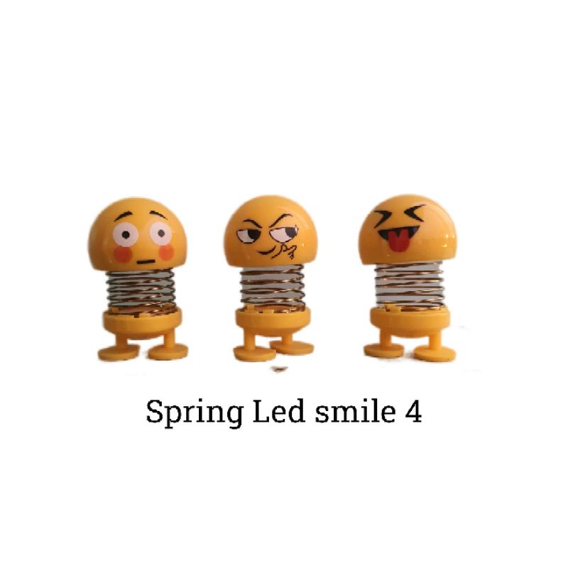 Pajangan dashboard mobil smile face spring mobil Led (1 set 3pc)