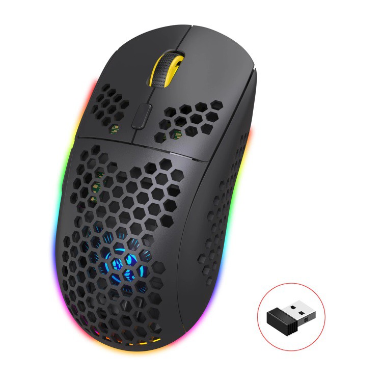 HXSJ T90 Honeycomb Wireless Gaming Mouse - 2.4 Ghz + BT ( Chargeable )