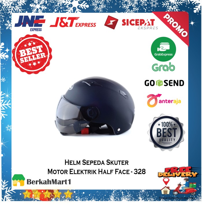 Helm Sepeda Skuter Motor Elektrik Half Face - Hitam Doff