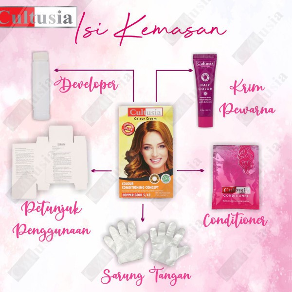 IDOLAKU Pewarna rambut Cultusia Hair Color Copper Gold 5/43 30 ML