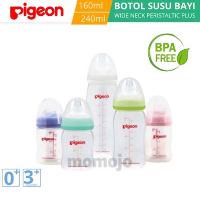 PIGEON Baby Botol Susu Bayi Soft Touch Peristaltic Plus PP Wide Neck | 0+ Bulan | 160ml 240ml |