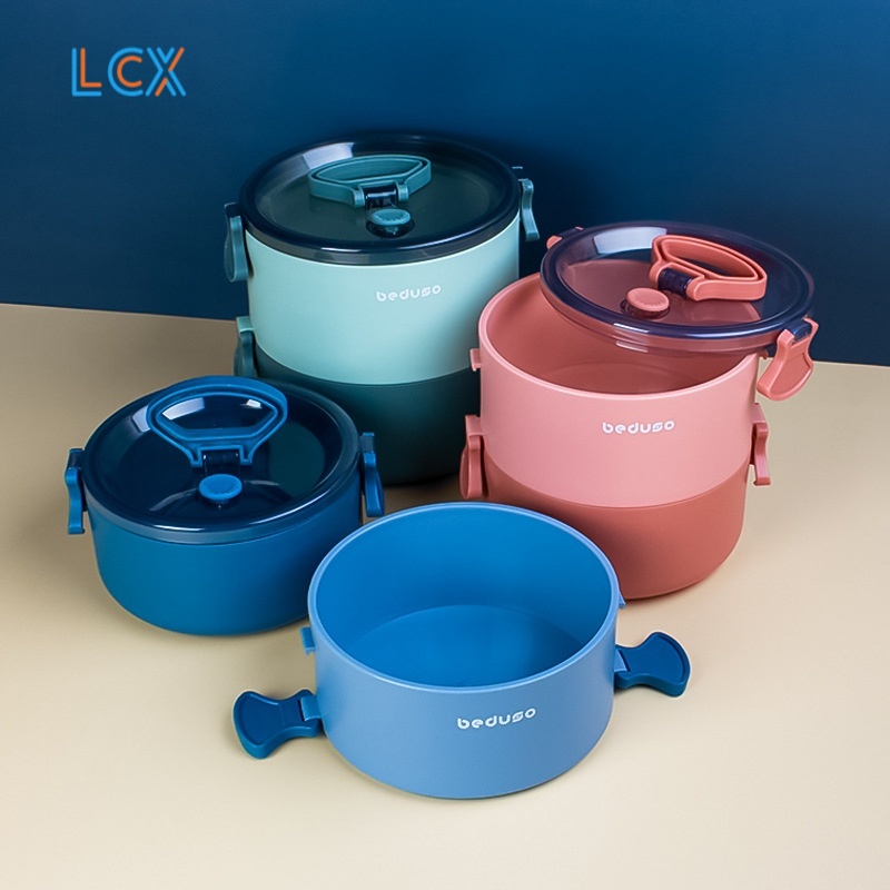 LCX 2 Tier Stackable Lunch Box Kotak Makan Bekal Sup Double-Layer Kapasitas Besar VS-80