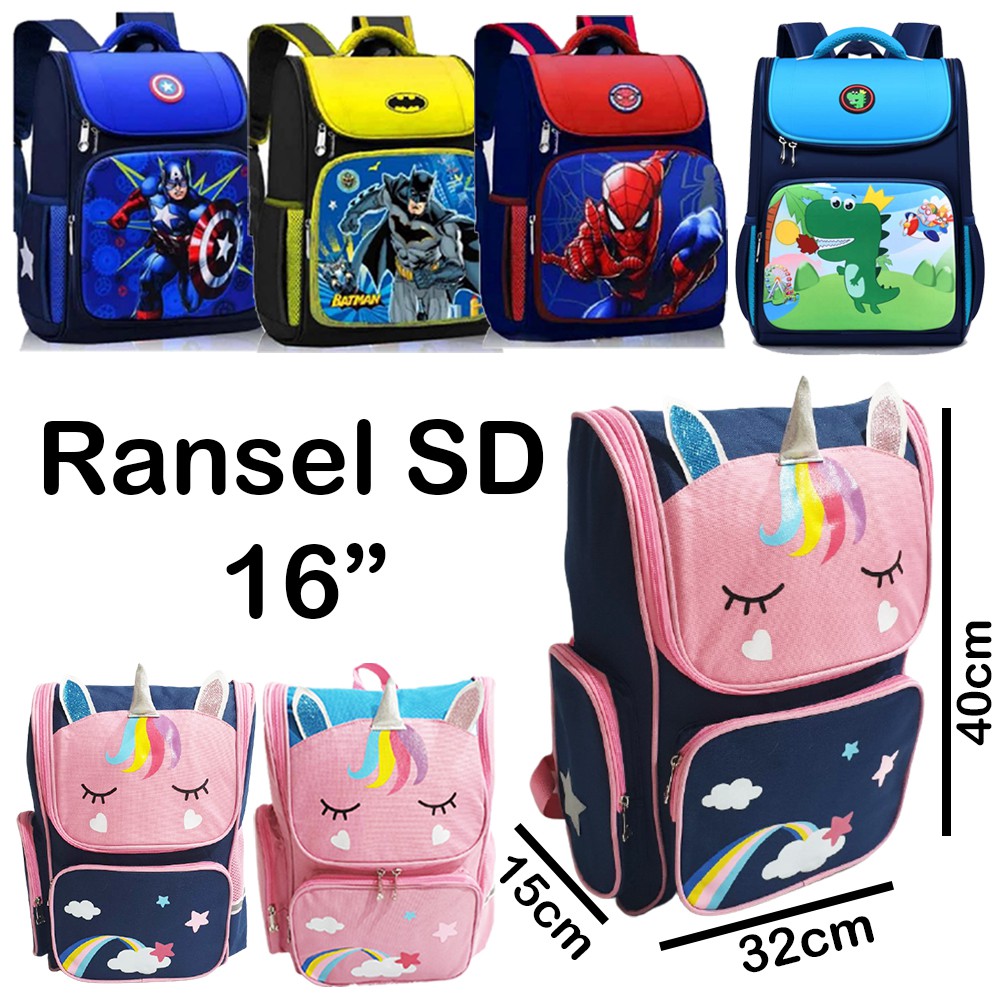 PROMO RANSEL 16' UKURAN BESAR Tas Anak Sekolah SD / REMAJA Laki Laki dan Perempuan Cewe Gambar Panda Astronot Top Vale Wing Lucu