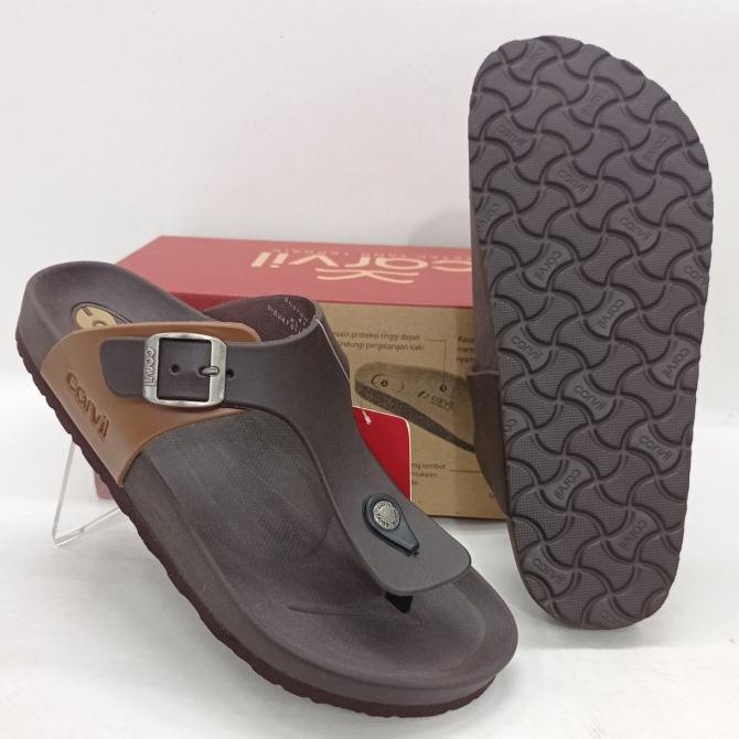 Sandal casual pria Carvil Houston 01 Hitam original