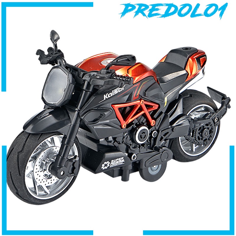 [PREDOLO1] Metal Diecast 1/12 Sport Motorcycle Model Pull Back Motorbike with Music Light for Boys Collection