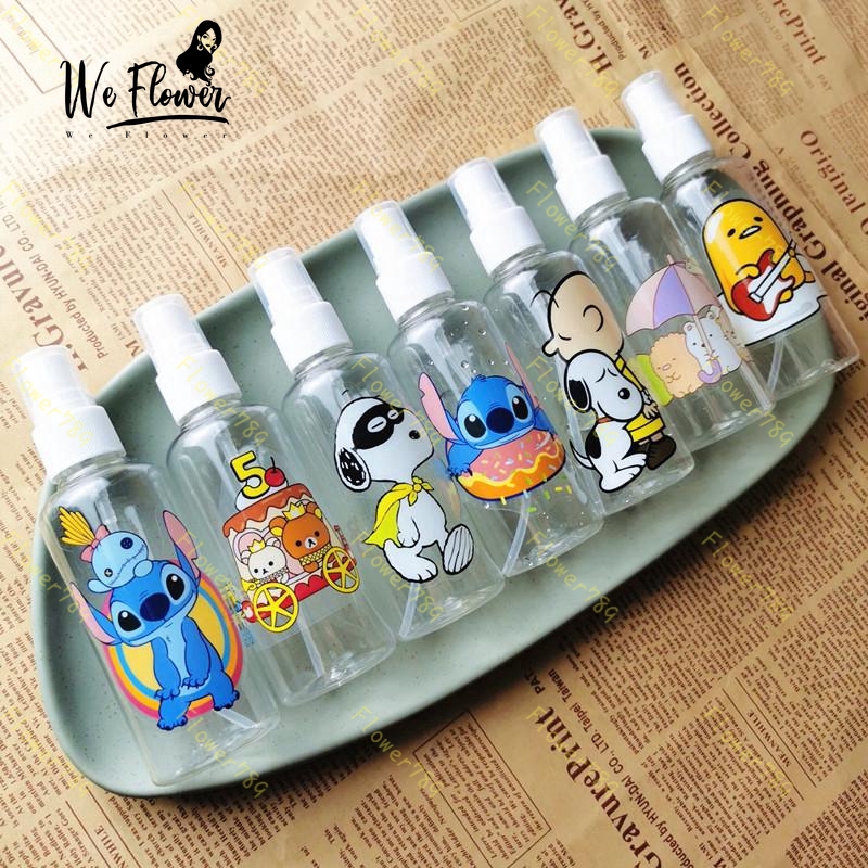 We Flower 50ML/100ML Plastic Cartoon Spray Bottle XO Kitty Winnie Rabbit Portable Travel Size Bottles Container