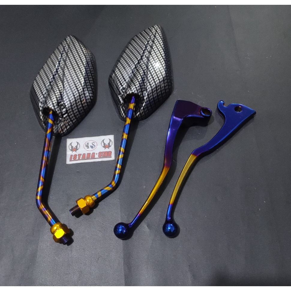 Handle Rem TWOTONE Old Vixion Dan NVA NVL Vixion New PLUSS SPION TANGKAI BLUE XX CARBON