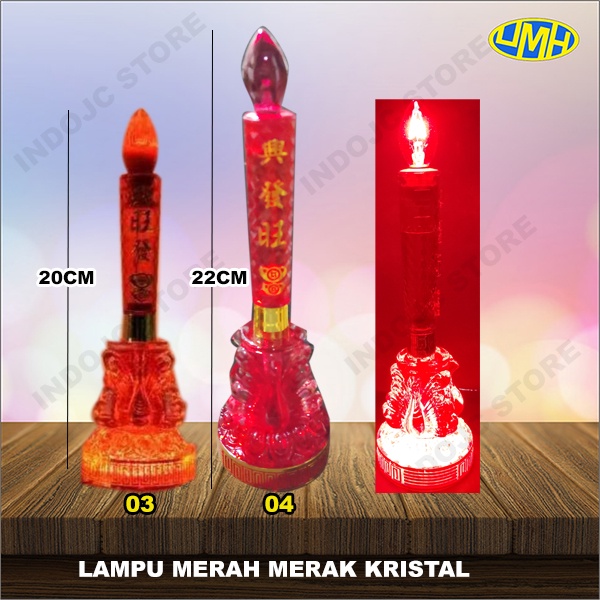 lampu merak merah kristal meja altar sembahyang LED