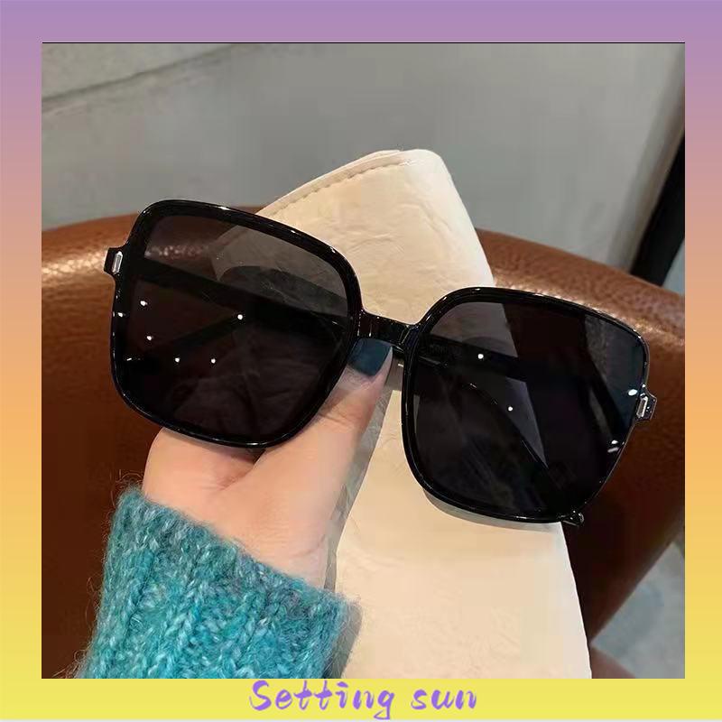 Kacamata Pria/wanita Korean Fashion Retro Square Frame Kacamata Hitam Wanita Metal Sunglasses Anti Uv400 TN