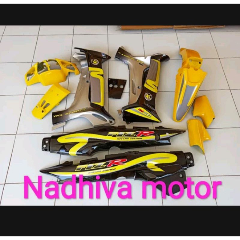 cover body full hitam silver kuning caltex fizr