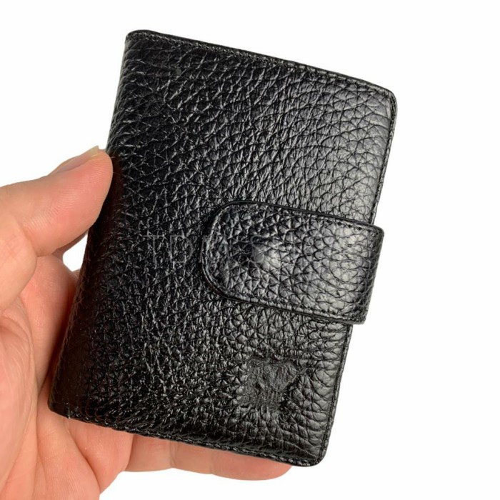 NEW Dompet kartu kancing kulit asli card holder dompet pria / wanita bf 77 - KULIT JERUK